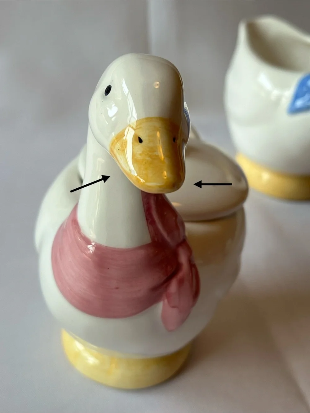 Vintage Ceramic Duck/Goose Creamer and Sugar Set By TSNY